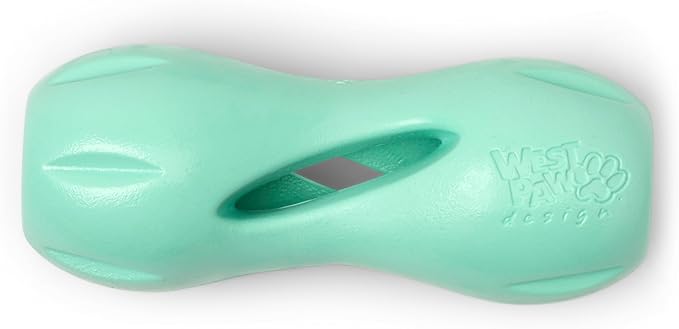 WEST PAW Zogoflex Qwizl Dog Puzzle Treat Toy – Interactive Chewing for Dogs – Dispenses Pet Treats – Brightly-Colored Dog Enrichment Toy for Aggressive Chewers, Fetch, Catch, Small 5.5", Mint-Mewly Pet