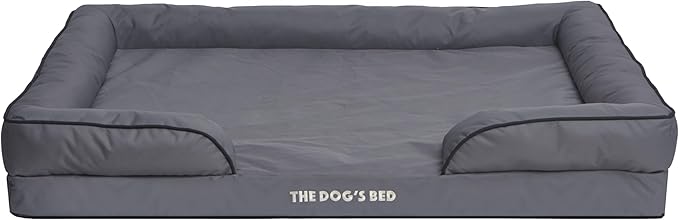 The Dog’s Bed, Orthopedic Standard Foam Waterproof Dog Bed with Standard Support, XXL Grey with Black Trim, Waterproof, Supportive Dog Bed with Replaceable Covers, Veterinary Approved-Mewly Pet