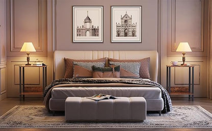 End Table, Side Table, Set of 2, Nightstands with 2-Tier Storage Shelves, Sofa Table for Small Space, Coach Table for Living Room Bedroom, Rustic Brown UTBT101F2