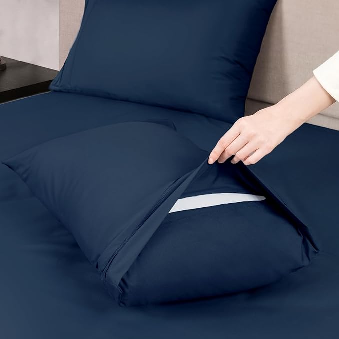 Mejoroom Twin Sheet Set - Hotel Collection Twin Sheets - Bedding Sheets & Pillowcases with Deep Pocket Fitted Sheet, Breathable, Wrinkle & Fade Resistant - 3 Piece(Navy)