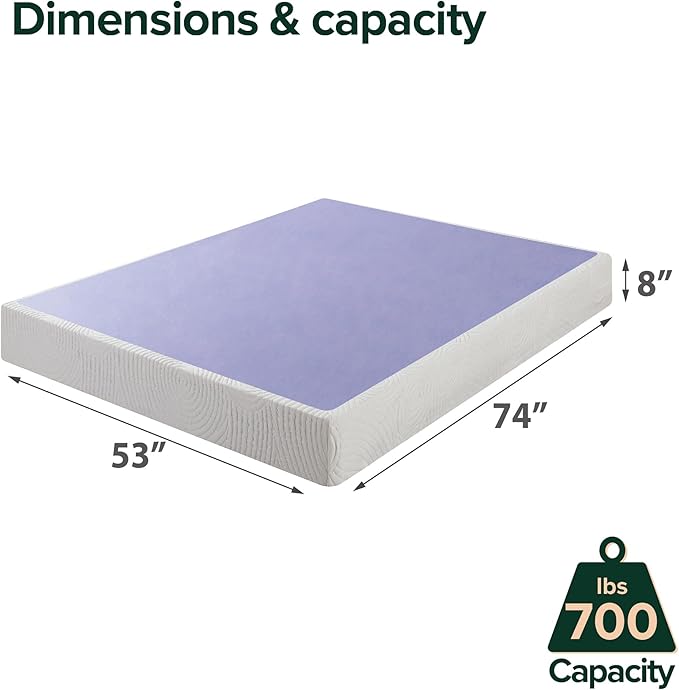 ZINUS Edgar 8 Inch Bamboo Box Spring, Mattress Foundation, Sturdy Bamboo Structure, Low Profile, Easy Assembly, Full
