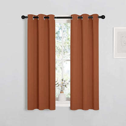 NICETOWN Burnt Orange Window Curtains Blackout Drapes, Thermal Insulated Solid Grommet Blackout Curtains/Draperies for Living Room (1 Pair, 29 by 45 inches)