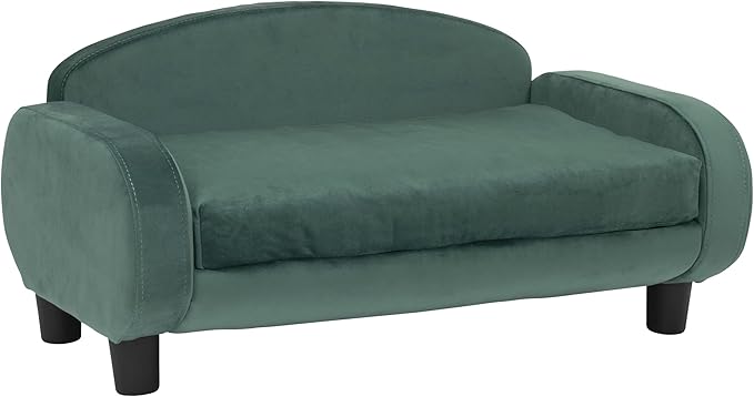 Paws & Purrs Cat Sofa Bed, Pet Couch for Indoor Cats Elevated Cat Beds with Removable Washable Mattress Cover for Kitten, Puppy or Small Animal- 31.5" Wide, Teal-Mewly Pet