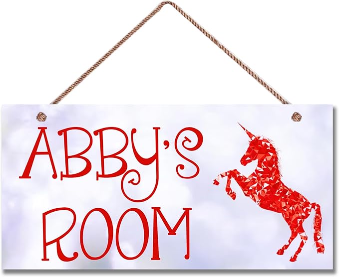 Personalized Red Unicorn Sign, Unicorn Rainbow Girls Room Wall Decor Unicorn Rainbow Motivational for Kids Room Boys Bedroom Nursery