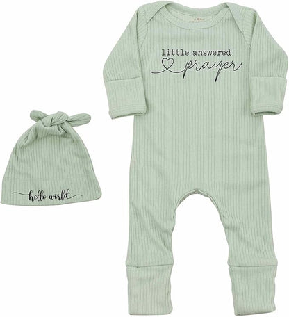 Little Answered Prayer Bodysuit Infant Romper Baby Announcement 0-3 Months Clothes Cute Religious Boys Girls Outfit