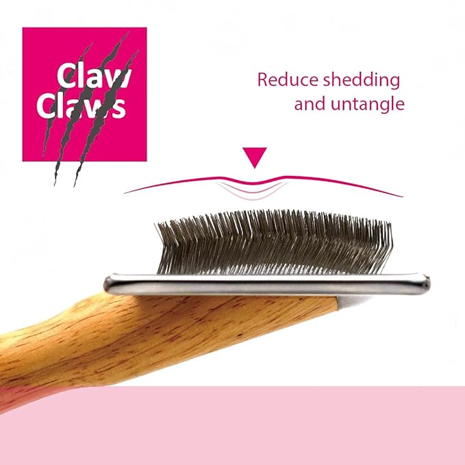 Pet Slicker Brush for Large Dogs, Wooden Handle with Stainless Steel Soft Pins, Gently Remove Tangled, Loose Undercoat and Mats Hair, Pet Grooming Brush Tool (8"), Wool Needle Felting Brush-Mewly Pet