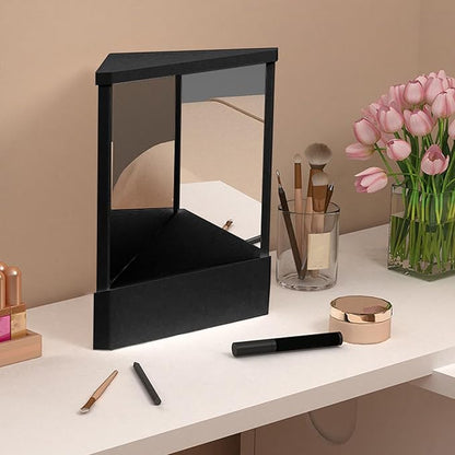Non-Reversing Mirror, Professional Mirror Non-reversing Precision True Vanity Makeup Mirrors Non-Magnifying Tabletop Mirrors for Accurate Reflections (Black, L)