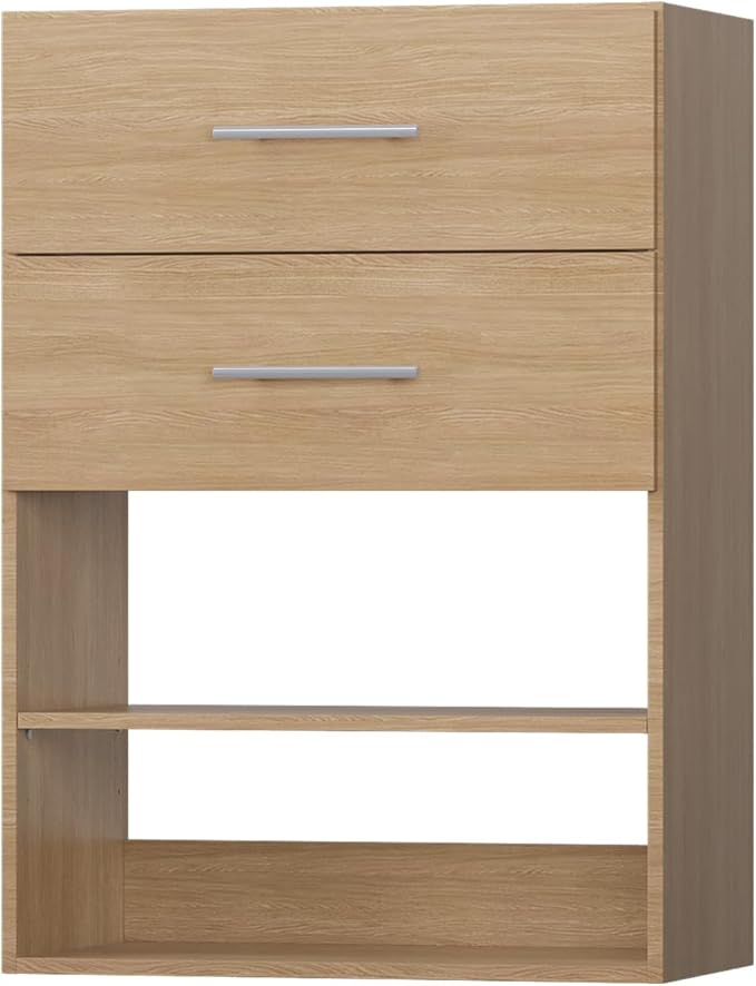 ROOMTEC 19.5" 2 Drawer Short Tower Closet Unit, Modular Closet System with Drawers and Shelf, Wardrobe Organizer for Bedroom or Walk-in Closet, Wall Mounted, Customizable Clothes Storage Unit, Wood