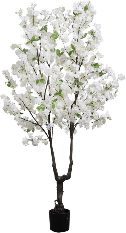 Faux Cherry Blossom Tree Artificial White Flowering Trees Fake Cherry Blossom Decorative Tree 6FT Indoor Japanese Decor for Home