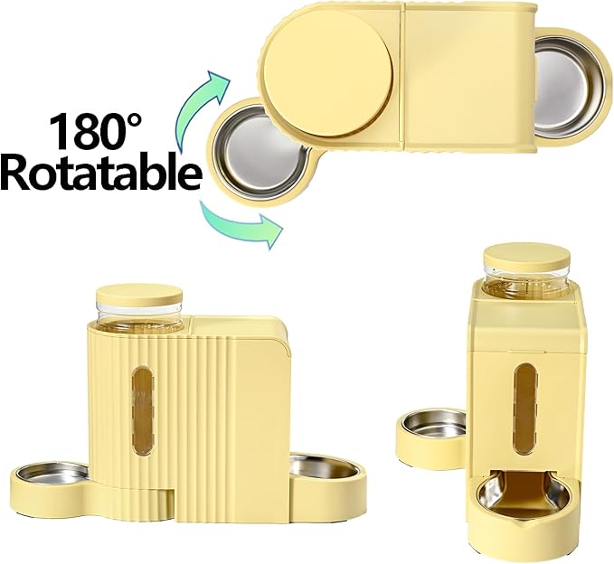 Automatic Cat Food Feeder and Water Dispenser,2 in 1 Gravity Cat Feeder and Water Dispenser with Stainless Steel Bowl,2 Pack Large Capacity Self Feeding for Small Medium Pets Puppy Kitten-Mewly Pet