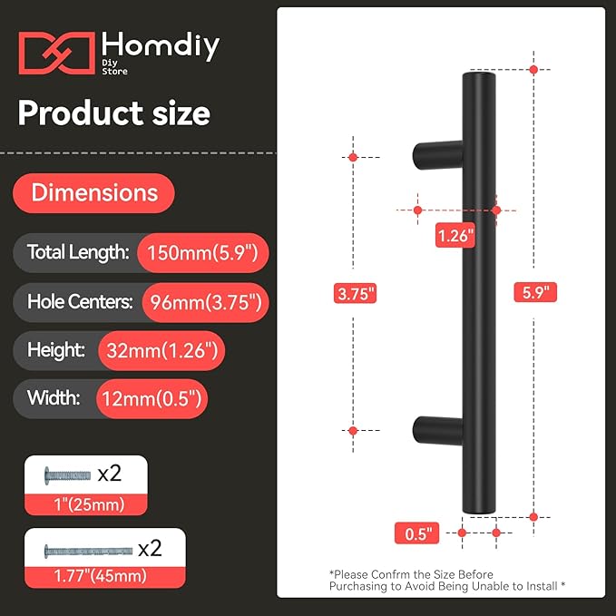 homdiy Black Cabinet Handles 10Pack 3-3/4inch Hole Center Kitchen Drawer Pulls and Knobs Stainless Steel Cabinet Hardware for Bathroom, Cupboard