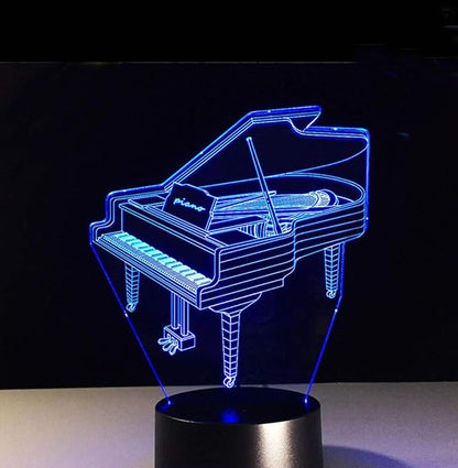 AZIMOM 3D Lamp Illusion Piano Night Light Decor 16Colors Changing Smart Touch Remote Control Optical Illusion Bedside Lamps Bedroom Home Decoration for Kids Boys & Girls Women Birthday Gifts