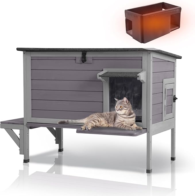 GUTINNEEN Insulated Outdoor Cat House with Triple-Layer Design - Weatherproof Cat Shelter with All-Round Insulated Foam Liner, Elevated Base & Escape Doors for Feral/Stray Cats (Winter-Ready)-Mewly Pet
