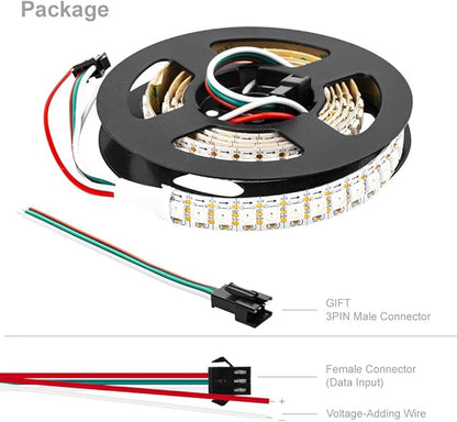 BTF-LIGHTING WS2812B IC RGB 5050SMD Pure Gold Individual Addressable LED Strip 3.28FT 144LED 144Pixel/m Flexible Full Color IP30 DC5V for DIY Chasing Color Project(No Adapter or Controller)