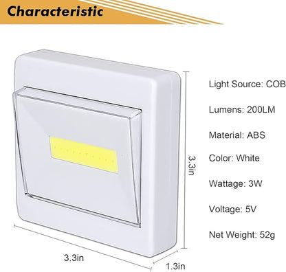 TBTeek Closet Light, Super Bright, Battery Operated, Stick Anywhere, 200 LM Cob Led Lamp, Light Switch Nightlight, Tap Lights for Closet, Shed, Attic, Emergency (4 Pack)