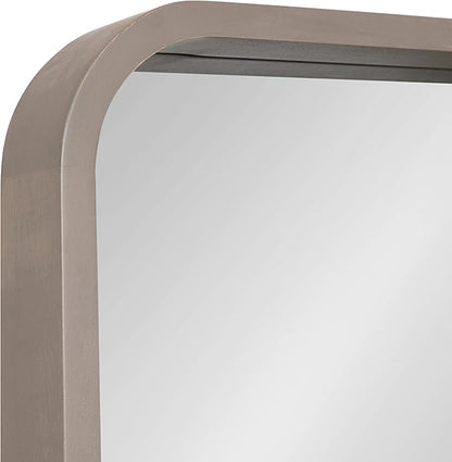 Kate and Laurel Hutton Modern Radius Rectangle Wood Wall Mirror, 20 x 30, Gray, Large Decorative Robust Farmhouse Mirror for Wall