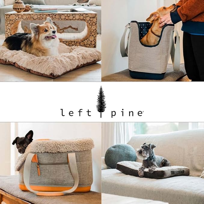 LeftPine x P.L.A.Y. Deluxe Dog Carrier Purse - Soft Sided Pet Travel Tote for Small Dogs & Puppies up to 16 Pounds - Built-in Safety Leash, Machine Washable, Removable Liner, Zipper Pocket (Gray)-Mewly Pet