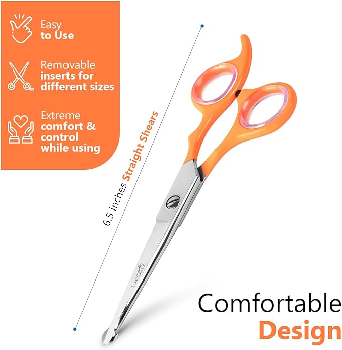 Professional Rounded Dog Scissors - Sharp Stainless Steel Blades with Colorful Handles, Safe and Easy-to-Use Pet Scissors for Long Lasting Grooming at Home-Mewly Pet