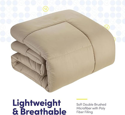 Twin Comforter Set with Sheets - 5-Piece Bedding Collection - 1 Comforter, 1 Fitted Sheet, 1 Flat, 2 Pillowcases - Deep Pocket - Soft & Breathable Premium Quality - Ideal for All Seasons, Taupe