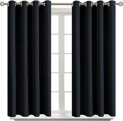 BGment Blackout Curtains for Living Room - Grommet Thermal Insulated Room Darkening Curtains for Bedroom, Set of 2 Panels (52 x 45 Inch, Black)