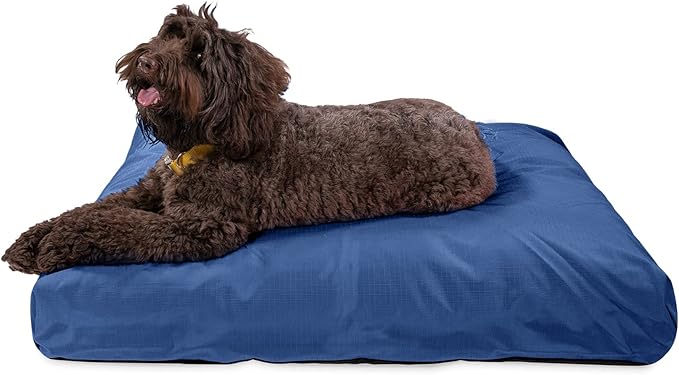 K9 Ballistics Tough Rectangle Pillow Large Dog Bed - Removable Cover, Washable, Durable & Water Resistant Dog Bed Made for Large Dogs 40"x34" Blue Quartz-Mewly Pet