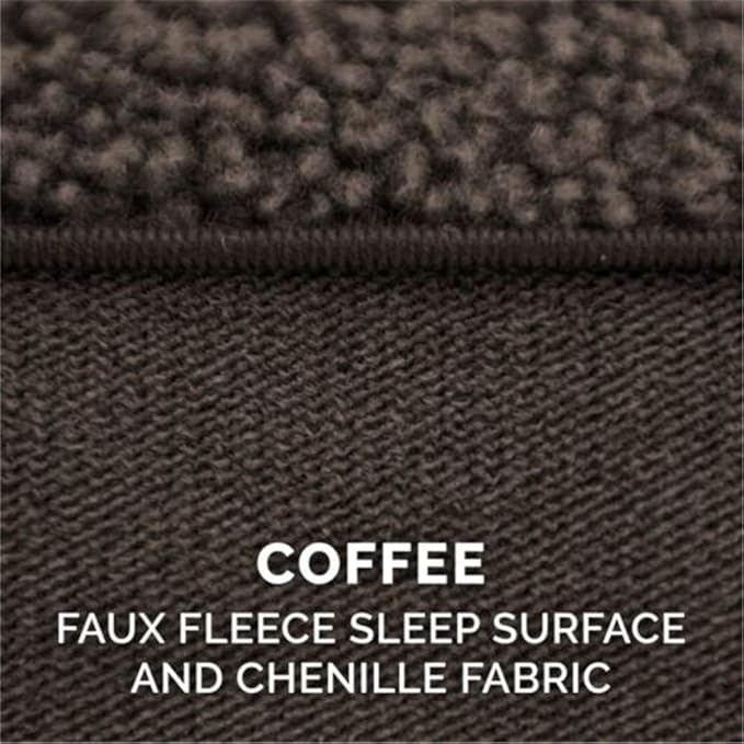 Furhaven Orthopedic Dog Bed for Large Dogs w/ Removable Bolsters & Washable Cover, For Dogs Up to 95 lbs - Plush & Suede Sofa - Espresso, Jumbo/XL-Mewly Pet