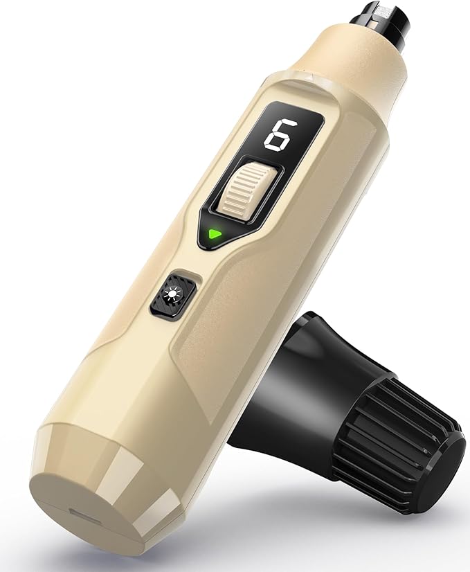 YABIFE 7-Speed Pet Nail Grinder with Light – Heavy Duty, Whisper Quiet Nail Trimmer for Dogs, Cats, Birds & Small Animals – Single-Handed Operation-Mewly Pet