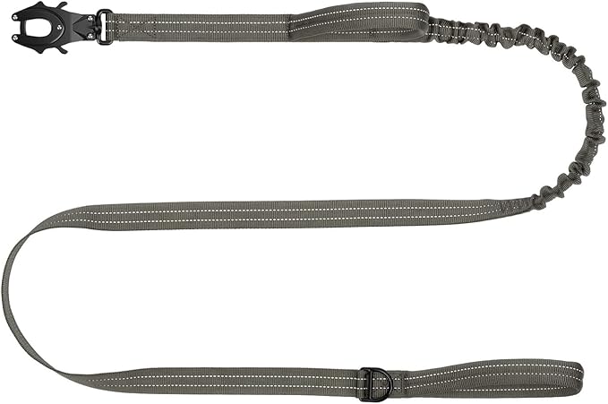 ICEFANG Tactical Dog Leash,K9 Training Walking Bungee Lead with 2 Control Handle,Heavy Duty Quick Release Metal Clasp,for Medium Large Breed (Reflective Green, 6 FT)-Mewly Pet
