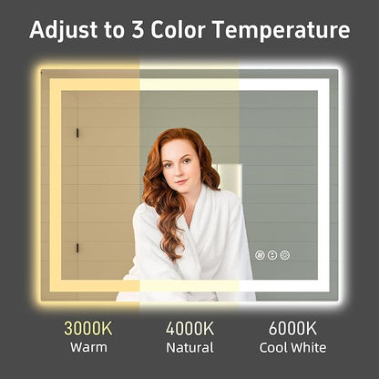 48"x 38" LED Bathroom Mirror with Lights, Double Lighting Sources Dimmable, Backlit + Front Lit, Anti-Fog, Lighted Bathroom Vanity Mirror for Wall(Horizontal/Vertical)