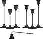 Black Candleholders for Taper Candlesticks Plus Candle Snuffer – Dining Table Décor Centrepiece - Metal Candelabra Candlestick Holder - Black Décor for Home Weddings Celebrations Events (Set of 6 Pcs)
