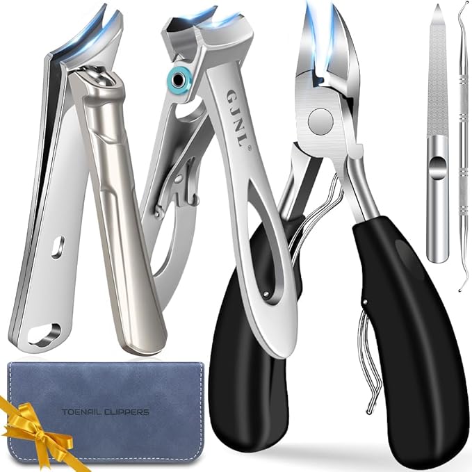 Toenail Clippers for Ingrown Thick Toenails, 16mm/37mm Wide Opening Heavy Duty Toe Nail Clippers for Men Thick Nails with Long Handle, 45 Degrees Very Sharp Slanted Curved Blade Toenail Clippers-Mewly Pet