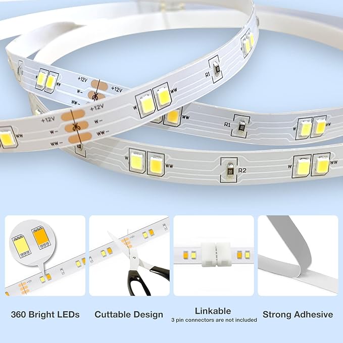 DAYBETTER 8 PCS Under Cabinet Lighting Kit, Bright Under Cabinet Lights, Flexible Led Strip Lights with Remote, for Kitchen Cabinets Shelf Desk Counter, 2700K-6500K Warm to Daylight White, 13.2ft