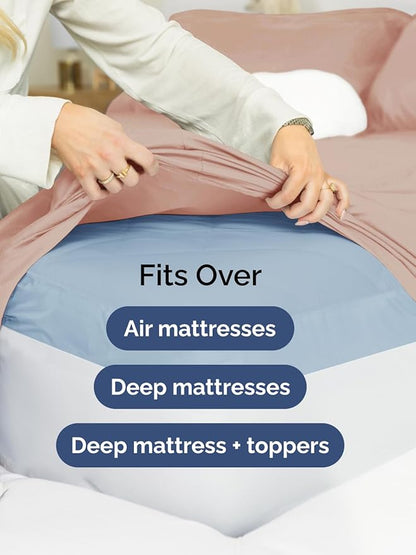 Extra Deep Twin XL Sheet Set - 4 Piece Breathable & Cooling Sheets - Hotel Luxury Bed Sheets Set - Easy & Secure Fit - Soft, Wrinkle Free & Comfy Sheets Set - Mauve Sheet Set with Extra Deep Pockets