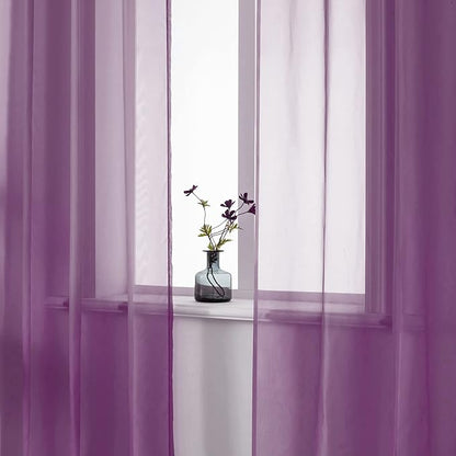 DUALIFE Dark Purple Curtains 63 Inch Length for Bedroom Girls 2 Panels Set Grommet Semi Transparent Window Drapes Sheer Voile Royal Purple Thin Curtains for Living Room Violet Plum 52x63 Inches