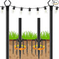 2 Pack 10Ft String Poles, Poles for Outside String Lights,Outdoor with Fork,Metal Poles Stand for Patio,Backyard,Deck