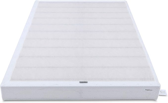 Amazon Basics Smart Box Spring Bed Base, 5-Inch Height Mattress Foundation, Tool-Free Easy Assembly, Twin, 74"L x 38"W x 5"H, White