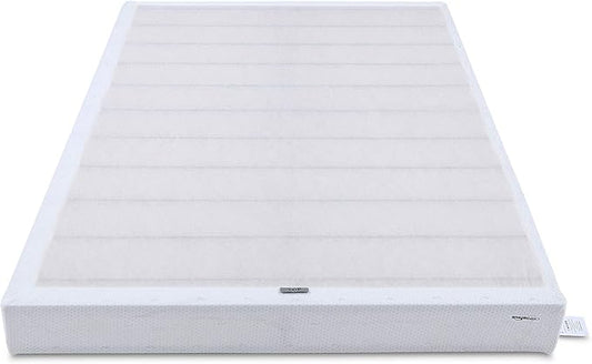 Amazon Basics Smart Box Spring Bed Base, 5-Inch Height Mattress Foundation, Tool-Free Easy Assembly, King, 79"L x 75.5"W x 5"H, White