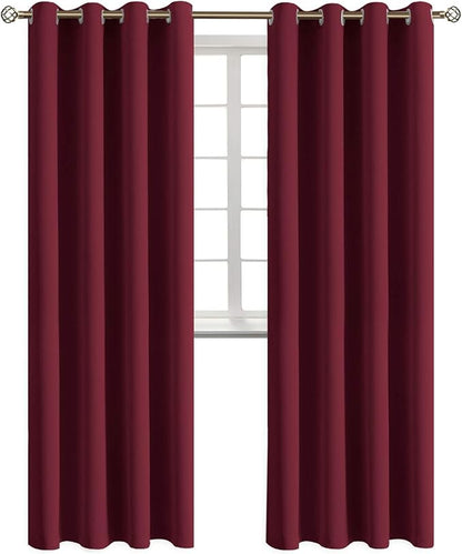 BGment Blackout Curtains - Grommet Thermal Insulated Room Darkening Bedroom and Living Room Curtains, Set of 2 Panels (52 x 108 Inch, Burgundy)