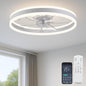Ceiling Fan with Light, Upgraded 20‘’ Low Profile Fan, Flush Mount Ceiling Fan, 6 Speeds, Dimmable LED, App & Remote Control, Quiet DC Motor, for Bedroom, Living Room, F105 White