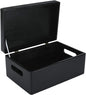 Large Black Wooden Box Storage with Hinged Lid | 11.8 x 7.87 x 5.51 inches (+-0.5) | with Handles | Gift Box for Tool Dog Shoes Clothes Kitchen Storage | Wood Keepsake Chest
