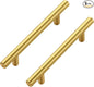 JOY DECOR 5 Pack Cabinet Handles, Gold Cabinet Pulls, 4 in Hole Center Kitchen Cabinet Handles, Stainless Steel T Bar Handles for Dresser Drawers