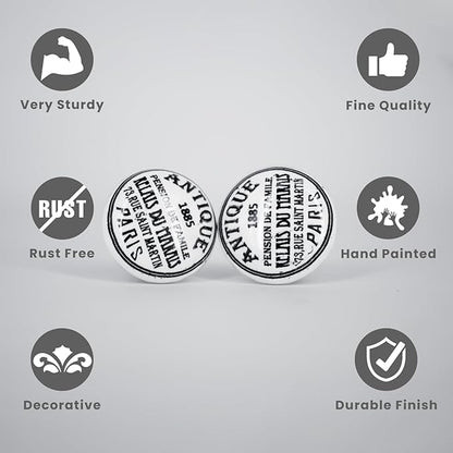 Handmade Black & White Ceramic Stone Cabinet Knobs,Vintage Decorative Drawer Pulls for Trendy Cabinets,Modern Dressers & Cupboards, Knobs for Kitchen & Furniture-Set of 6