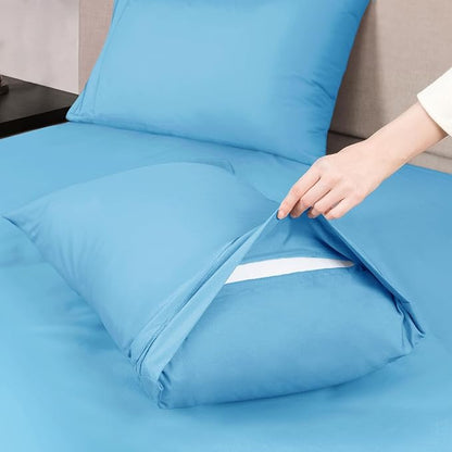Mejoroom Twin XL Sheet Set - Hotel Luxury Microfiber Sheet & Pillowcase Sets Fits College Dorm Room Mattress - Soft, Breathable, Wrinkle & Fade Resistant - 3 Piece (Denim Blue)