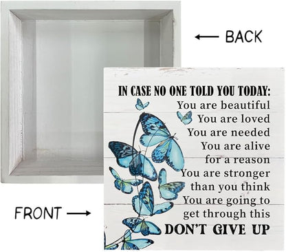 Inspirational Wood Signs - You Are Going To Get Through This, Supportive Wood Plaque Gift, Butterfly Decor for Home Table Sign