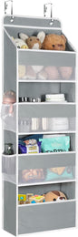 Univivi 4-Shelf Door Hanging Organizer Baby Door Storage Wall Mount Storage with 4 Large Pockets and 4 Side Mesh Pockets for Baby Stuff, Toiletries and Sundries