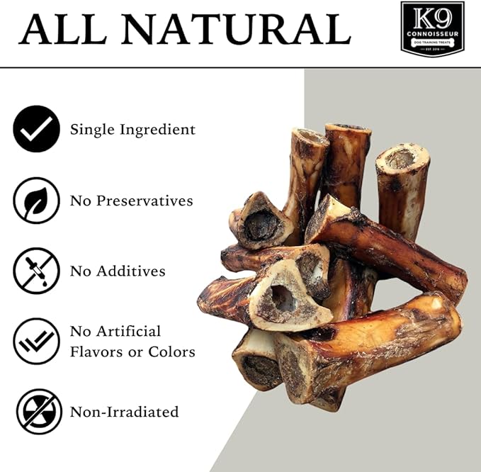 K9 Connoisseur Beef Marrow Large Dog Bones Long Lasting for Aggressive Chewers - USA Made Single Ingredient Champ Bones for Large Dogs Over 50 Pounds - 10 Pack-Mewly Pet