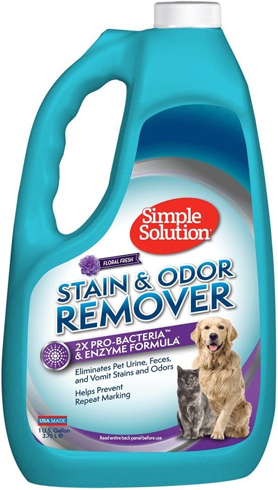 Simple Solution Pet Stain and Odor Remover | Enzymatic Cleaner with 2X Pro-Bacteria Cleaning Power | Floral Fresh, 1 Gallon-Mewly Pet