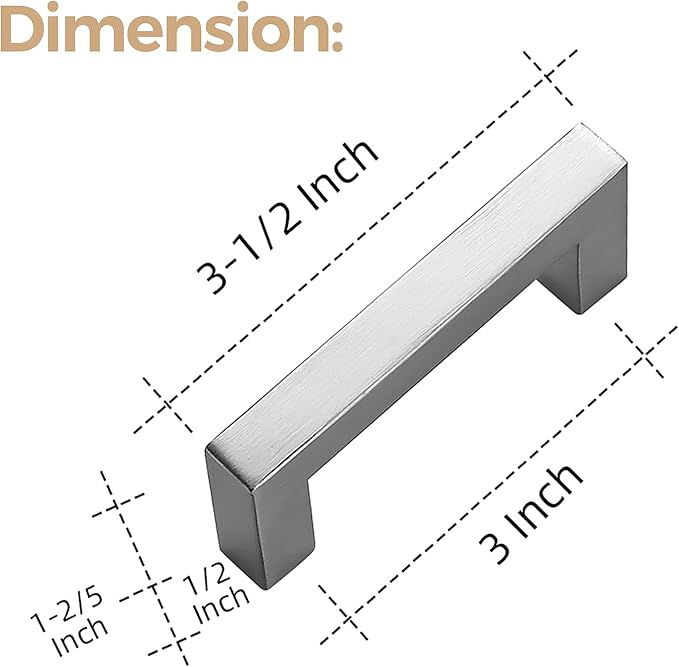 Ravinte 50 Pack 3 Inch Square Cabinet Handles Satin Nickel Pulls Brushed Nickel Drawer Pulls Kitchen Cupboard Hardware for Cabinets Cupboard Drawer Handles