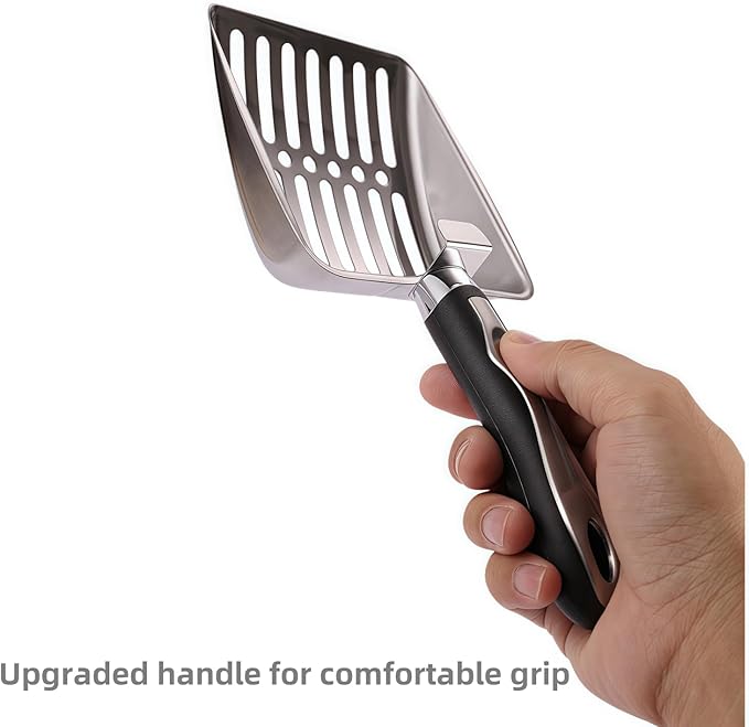 Cat Litter Scoop,Poop Sifting for Litter Box,Aluminum Alloy Sifter,Durable Kitty Metal Scooper with Long Handle Deep Shovel-Mewly Pet