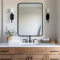 ANDY STAR 28x36 INCH Black Bathroom Mirror, Black Bathroom Vanity Mirrors for Wall, Rounded Rectangle Mirror for Bathroom, Tube Metal Frame, 1’’ Deep Wall Mounted Vertical/Horizontal